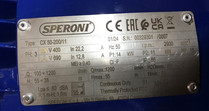 Remplacement du joint mécanique Speroni CX 50-200/11