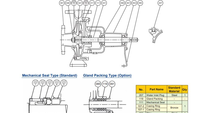 Repair of the Ebara FHA100-315-333 pump