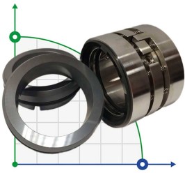 Double mechanical seal R-M010D 63, CAR/SIC/CAR/SIC, EPDM, 304