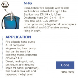 Handfasspumpe FLUIMAC NEPTUNE N-16, Ex für Dieselkraftstoff, Naphtha, Mineralöle, Rapsölmethylester