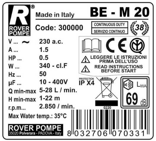 BE-M 20 насос для масляних розчинів з низькою в'язкістю