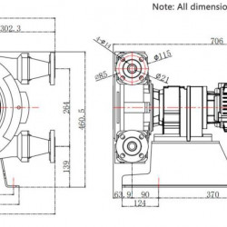 Industrial hose pump JXHIN-25-CI-F-NBR-P, 792 l/h, 1,1 kW, 16 bar, 380V