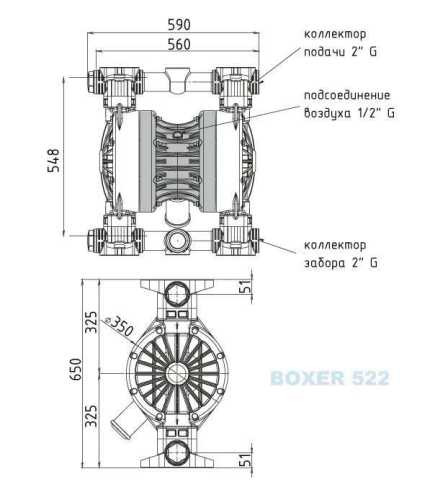 The pneumatic diaphragm pumps BOXER 522 PVDF IB522-FC-MTTFT--