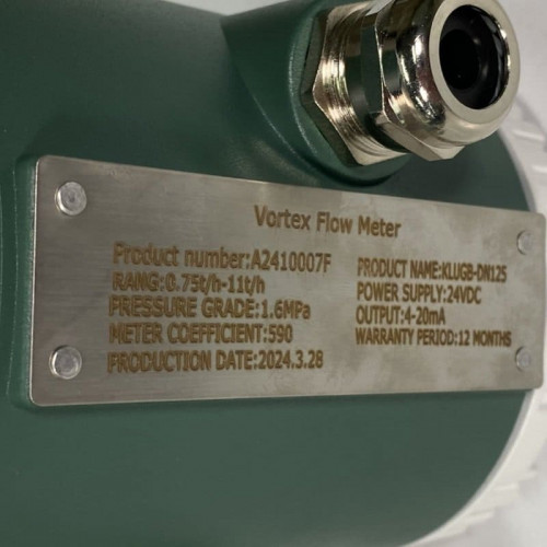 DN125 Przepływomierz wirowy ze stali nierdzewnej KLUGB DN125/PN16 RF kołnierz DIN, do pary 0.75-11 t/h <1,6 MPa, <250°C, 4-20mA, ExdIIBT6
