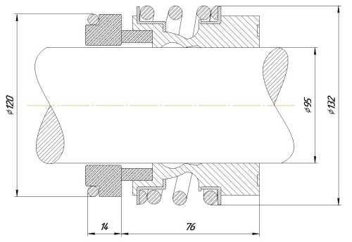 Uszczelnienie mechaniczne wału R-MG13 95, SIC/SIC, VITON, 304, G6