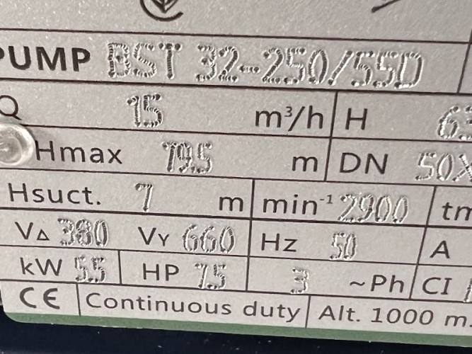 Monoblock centrifugal pump BST 32-250/5.5D, 3000
