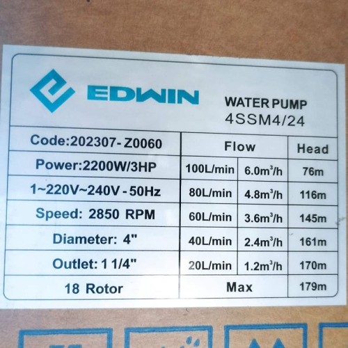 Скважинный насос для орошения 4SSM4/24, Outlet: 1 1/4 дюйма, 2,2kW, 220V