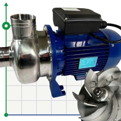 Bomba para sistemas de lavado industrial BK200D, 1.5kW, AISI304, 220V/50Hz, 2900 con impulsor abierto