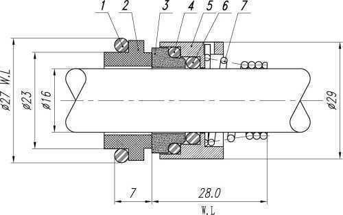 Wellendichtring Lowara R-LW 16, CAR/SIC, VITON, 304