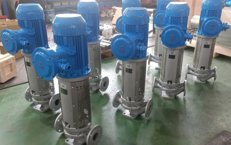 Pompe à huile thermique verticale LQLRY50-50-210/2-CEX, 12,5 m3/h, 50 m, 5,5 kW, 2900 rpm, Ex