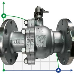 PN16 DN80 Stainless steel ball valve AISI 316, seat PTFE