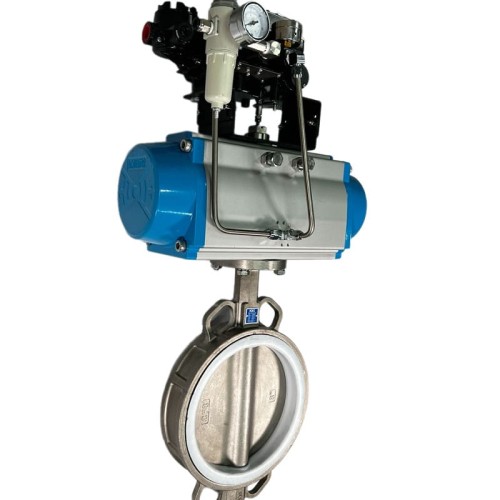 PN6 DN200 Засувка Батерфляй, корпус і диск AISI 304, PTFE з пневмоприводом Ex подвійної дії, позиціонер 4-20MA
