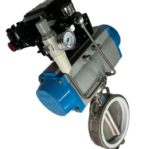 PN6 DN200 Засувка Батерфляй, корпус і диск AISI 304, PTFE з пневмоприводом Ex подвійної дії, позиціонер 4-20MA