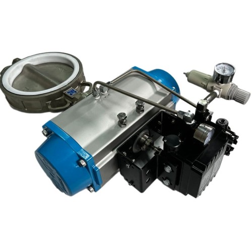 PN6 DN200 Засувка Батерфляй, корпус і диск AISI 304, PTFE з пневмоприводом Ex подвійної дії, позиціонер 4-20MA