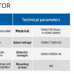 CN12-LSP400A-03-M, 400A, 1500V złącze DC, śruba, otwór gwintowany, czarny