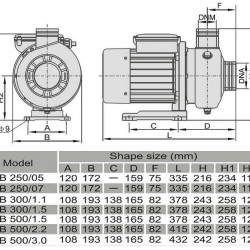 DWO B250/05, 220V/50Hz, INOX centrifugal pump