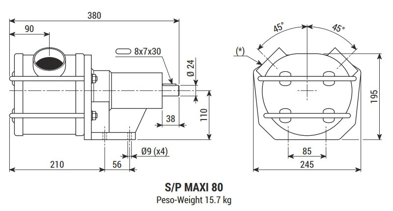 Impeller pump for glycerine transfer LIVERANI MAXI 80 S/P +BY-PASS NR 175-1400 rpm, without motor