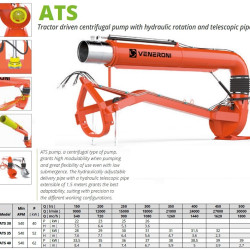 Veneroni ATS 30/540, 3,5m, 1080 m3/h pompa od WOM z obrotem hydraulicznym, 1080 m3/h i teleskopowa rura