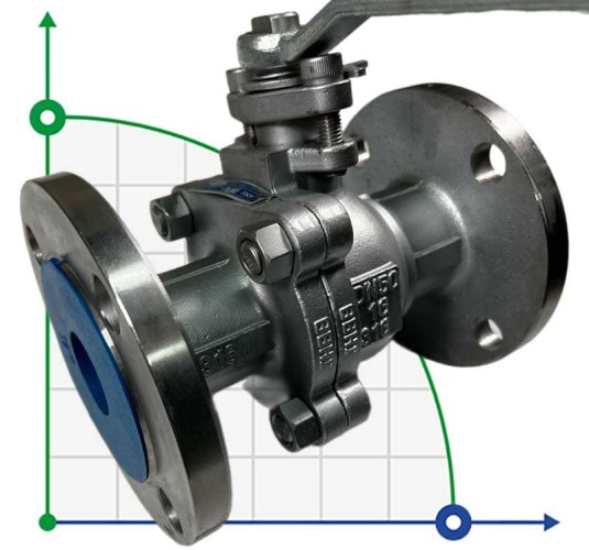 PN16 DN50 Stainless steel ball valve AISI 316, seat PTFE