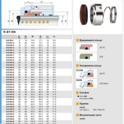Single mechanical seal R-BT-RN 30, SIC/SIC, VITON, 304, T8RN