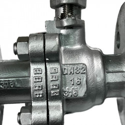 PN16 DN32 Stainless steel ball valve AISI 316, seat PTFE
