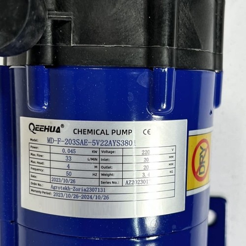 Pompe chimique MD-F-203SAE-5V22AYS, PPH, 33L/min, 4m, 220V