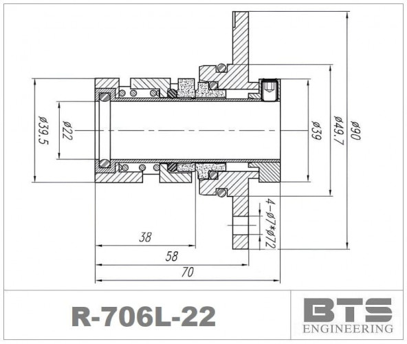 Joint à cartouche R-706L 22, SIC/SIC, EPDM, 304 pour pompe GRUNDFOS
