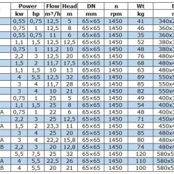 BGW 65-250(I)A (22.2/15.8), 3kW, bomba centrífuga horizontal 1450
