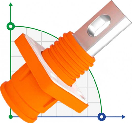 JC-CN14-S-01-T, conector hembra de CC de 400 A y 1500 V para sistemas de almacenamiento de energía con orificio pasante, naranja