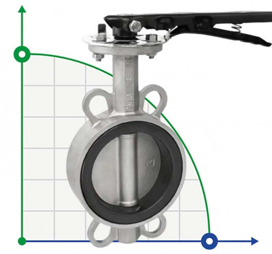 PN16 DN40 Butterfly valve, body and disc made of stainless steel AISI 304, seat EPDM