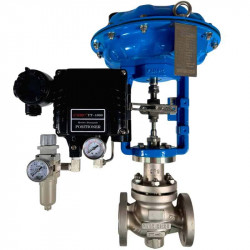 DN25 Válvula de control de accionamiento neumático 10P11Y-DNx2516Z-L112C-C (cuerpo CF8, asiento SS304) con posicionador YT-1000, entrada 4-20mA, Ex