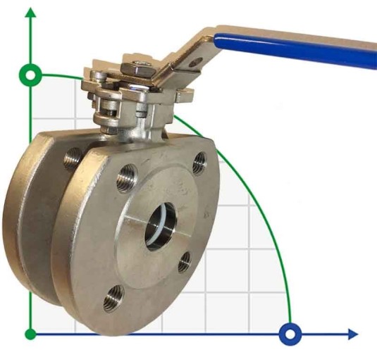 DN32 Stainless ball valve flanged monoblock AISI 304, PTFE seat
