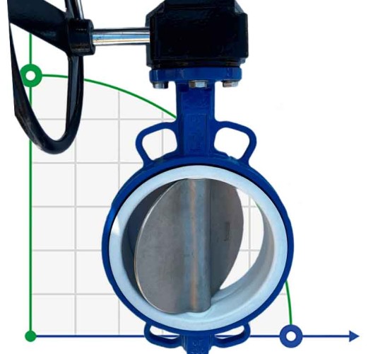 PN6 DN200 Засувка Батерфляй, чавунний корпус, диск AISI 304, Seat: PTFE