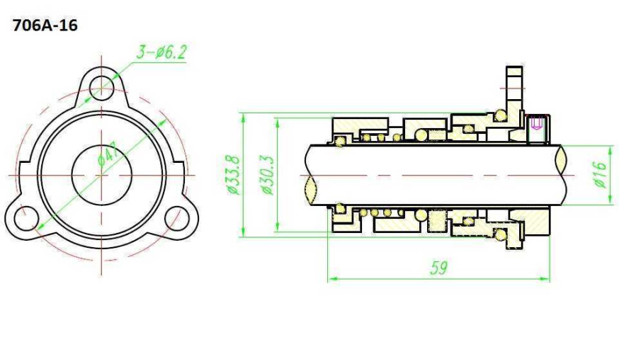 Joint cartoucheа R-706A 16, SIC/SIC, VITON, 304