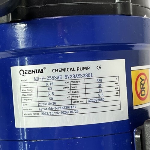 Chemical pump with magnetic coupling MD-F-255SAE-5V38AYS, PPH, 53L/min, 6.2m, 380V