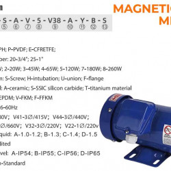 Насос для химии с магнитной муфтой MD-F-255SAE-5V38AYS, PPH, 53L/min, 6.2m, 380V