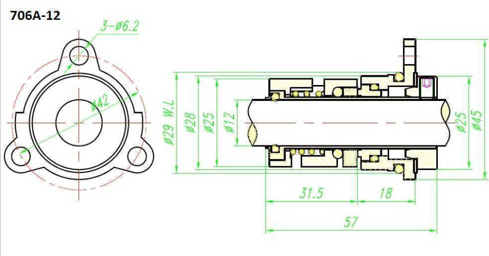 Ущільнення картриджного типу R-706A 22, SIC/SIC, VITON, 304