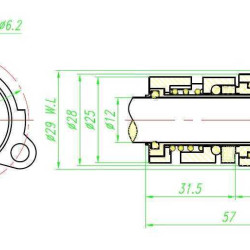 Mechanical Seal Grundfos R-706A 22, SIC/SIC, VITON, 304