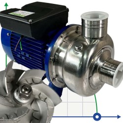 Kreiselpumpe BK50D, 0,37kW, AISI 304, 220V/50Hz, 2900 mit offenem Laufrad