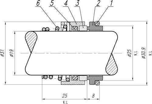 Wellendichtring Hilge R-HLG 19, L, SS/CAR, EPDM, 304, 2H