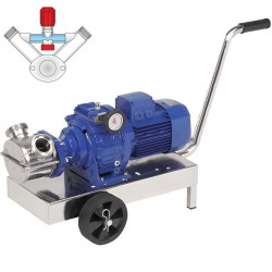Impeller pump for pumping honey, liquid sugar, syrup LIVERANI VA MINOR 40 +BY-PASS NR TF 1.5 kW, 175-900 rpm, 380V with variator, with trolley