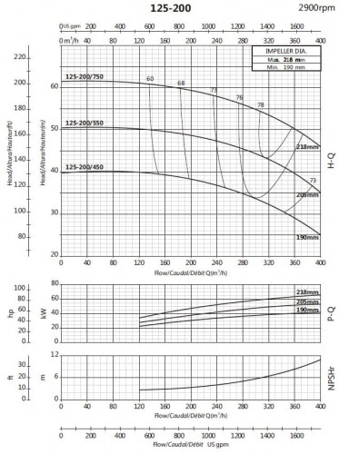 Console pump for irrigation BS 125-200/550 (280/45), 55kW, 2900 without motor