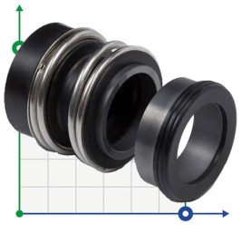 Pump shaft mechanical seal KSB R-MG1S6 15, SIC/SIC, VITON, 304