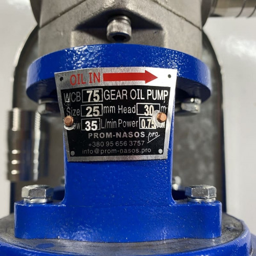 Stainless steel gear pump for methanol transfer WCB-75/380V 50Hz, 37.5 l/min, 30 m, AISI 304, 0.75 kW, 1400 rpm, Ex