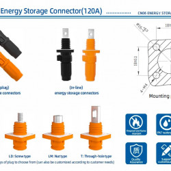 JC-CN06-S-03-M, 120A, 1000V DC конектор гніздо для систем накопичення енергії різьбовий отвір, чорний