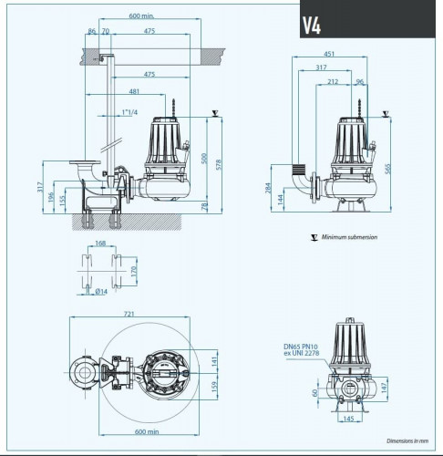 Погружний каналізаційний насос Dreno VT 65/4/152 C.344 з вихровим робочим колесом