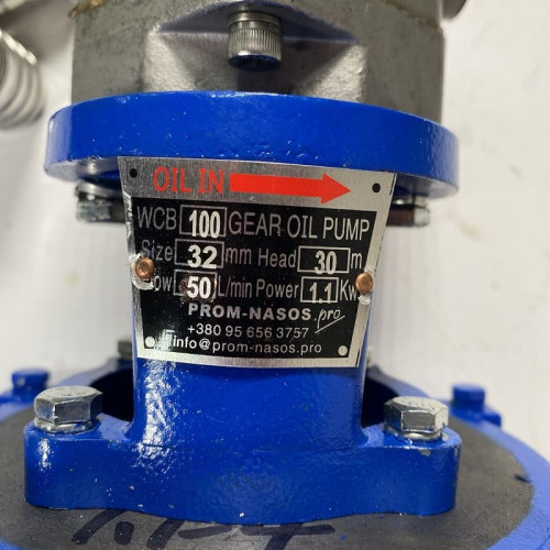 Pompe à engrenages en acier inoxydable pour le transfert d'huile moteur WCB-100/380V 50Hz, 50 l/min, 30 m, AISI 304, 1,1 kW, 1400 tr/min, Ex