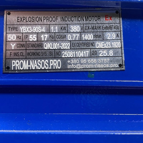 Pompe à engrenages en acier inoxydable pour le transfert d'huile moteur WCB-100/380V 50Hz, 50 l/min, 30 m, AISI 304, 1,1 kW, 1400 tr/min, Ex