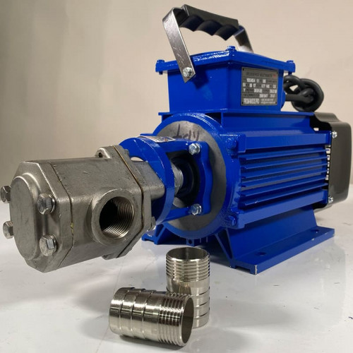 Pompe à engrenages en acier inoxydable pour le transfert d'huile moteur WCB-100/380V 50Hz, 50 l/min, 30 m, AISI 304, 1,1 kW, 1400 tr/min, Ex