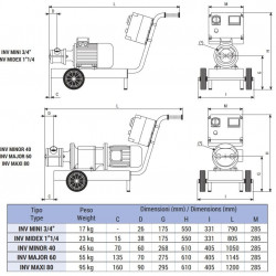 Импеллерный насос LIVERANI INV MINOR 40 +BY-PASS NR TF 1,87 кВт, 50-900 об/мин, 380В с частотником, пультом дистанционного управл.(15 м), на тележке